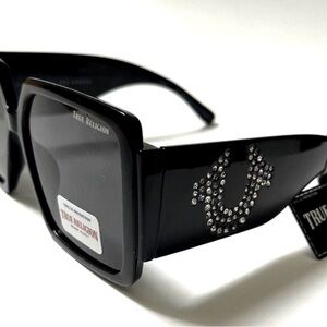 True Religion Black Sunglasses with Rhinestone Accents